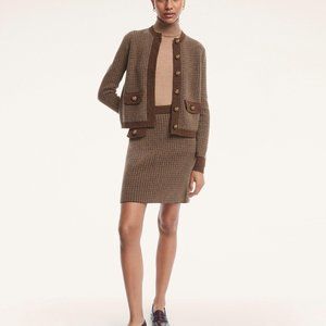 Brooks Brothers Women Merino Wool Double Knit Houndstooth Skirt size M